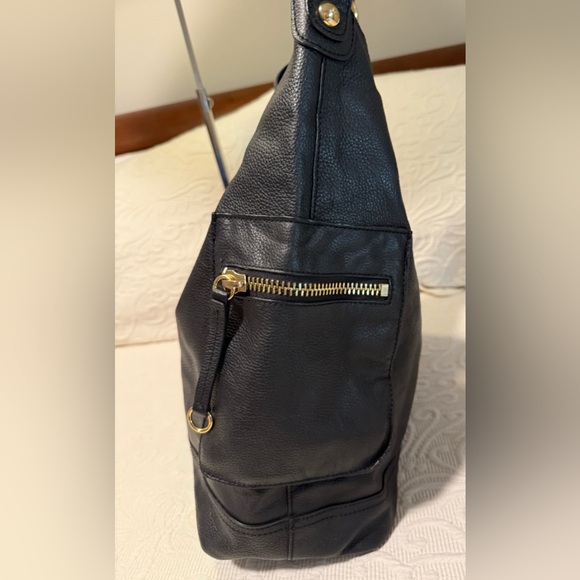 Gently Used Linea Pelle Black Leather Hobo Bag - Picture 4 of 7